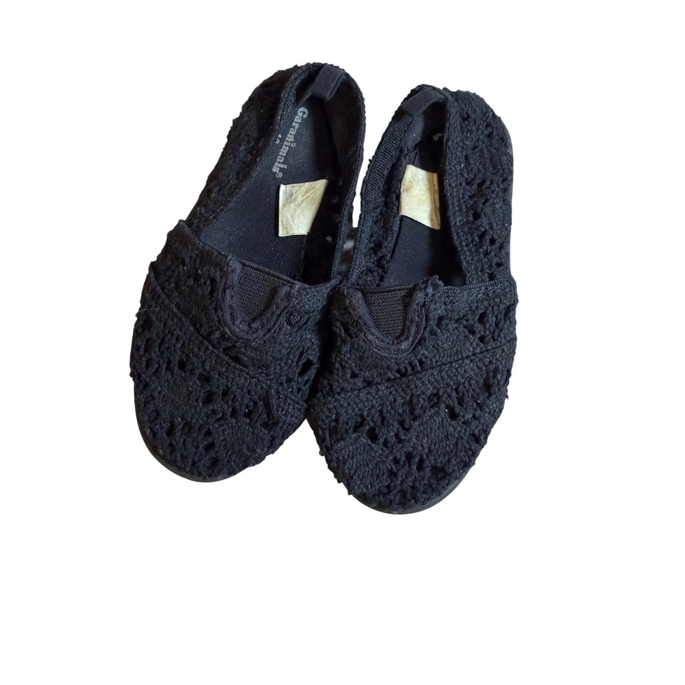 Garanimals Kids Black Crochet Slip On Flats Shoes Size 10 Heart Tread
